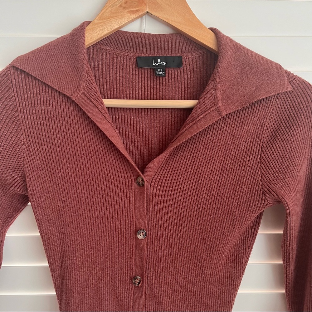 Lulus Button Down Ribbed Dress - Picture 2 of 4